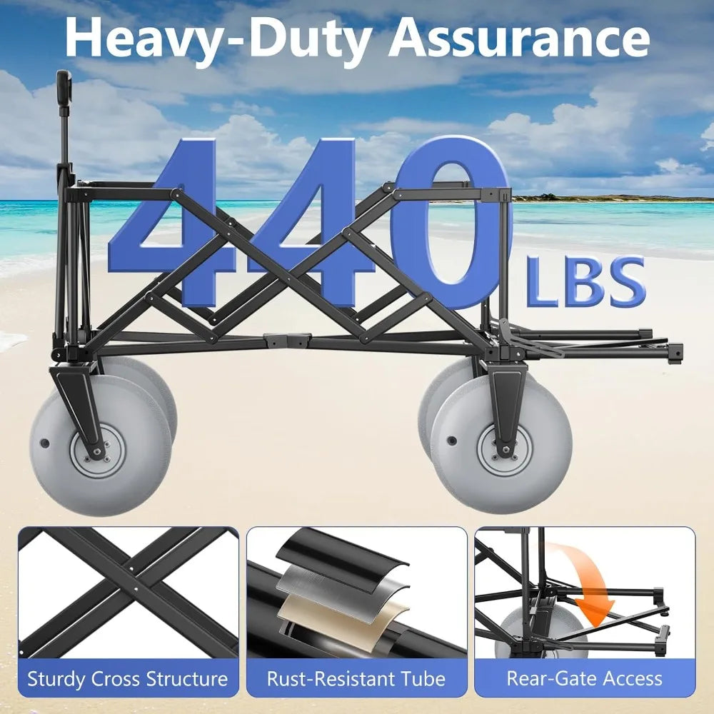 Beach Wagon 440 Lbs Heavy Duty With Inflatable Wheels