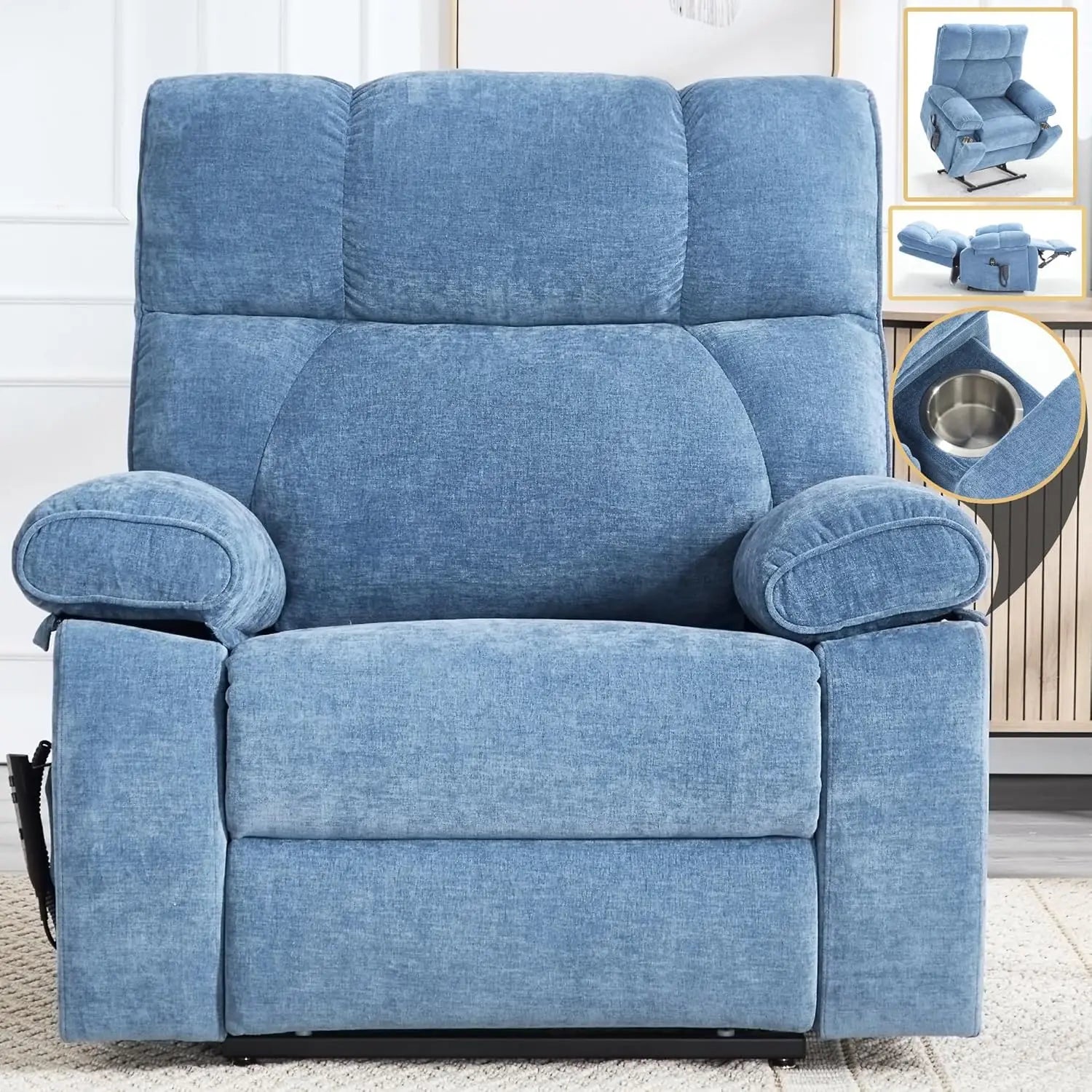 Dual Motor Power Lift Recliner Chair With Massage And Heat