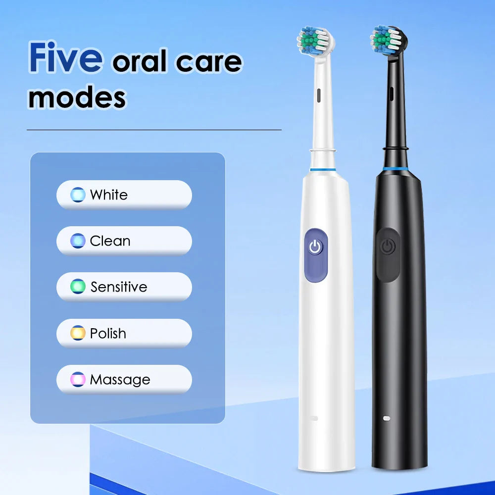AFDEAL Rotating Electric Toothbrush With 4 Heads And 5 Modes