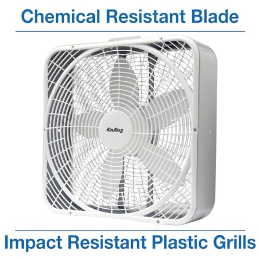 Box Fan Three Speed ABS Housing Quiet Remote Energy Efficient