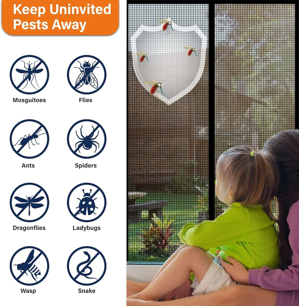 Magnetic Screen Door Fiberglass Mesh Keeps Bugs Out Easy Install