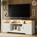 BIANXIANG Farmhouse TV Stand With Power Outlet And LED Lighting