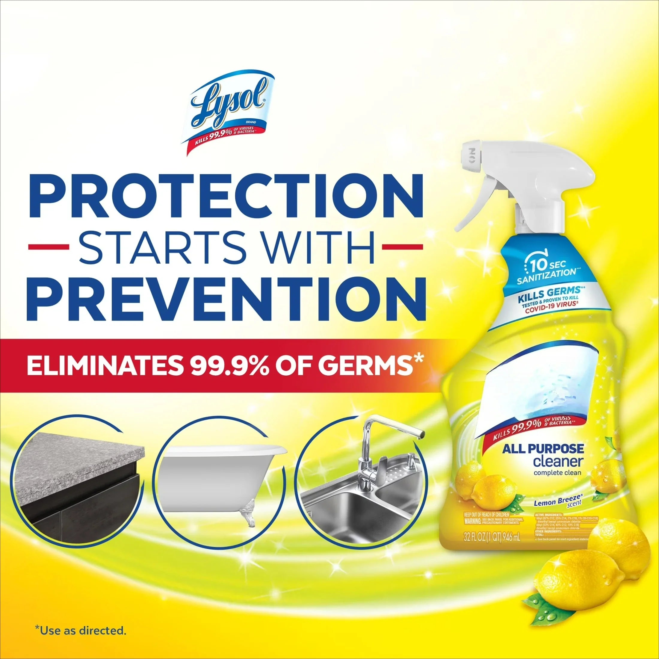 All Purpose Spray Cleaner Lemon Scent For Sanitizing And Disinfecting