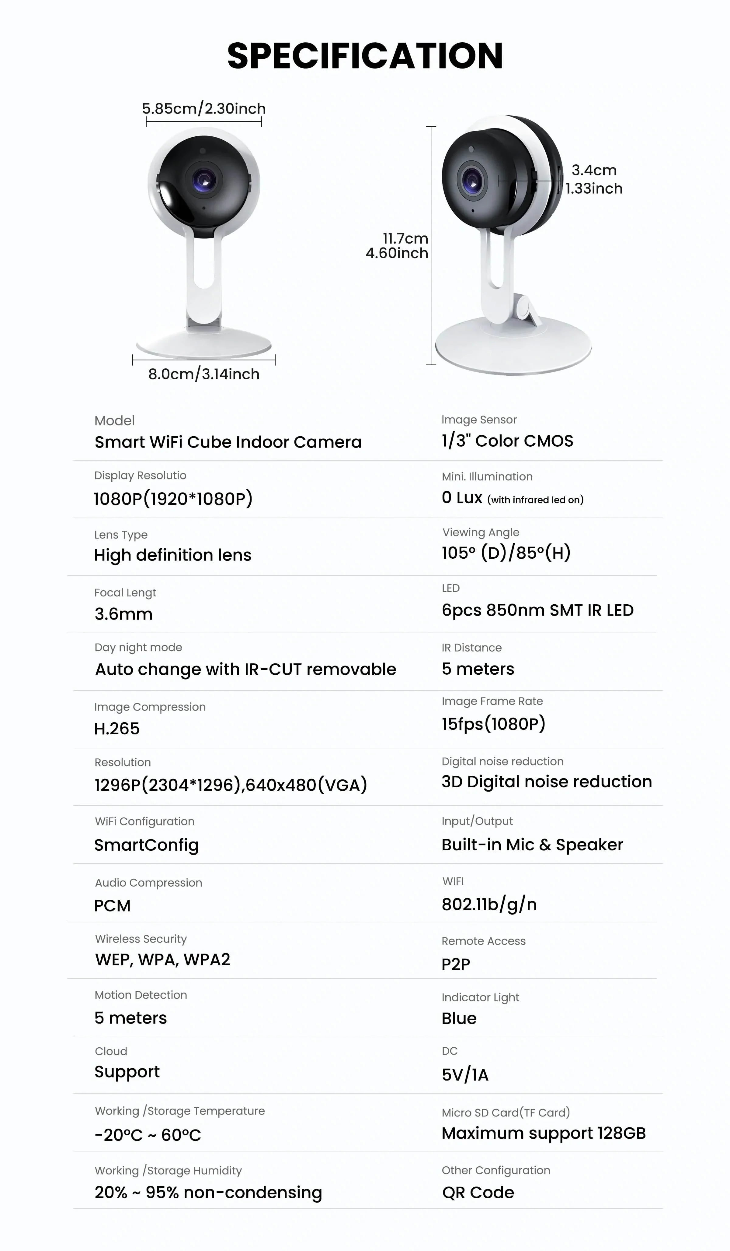 3MP Wireless Smart AI Home Security Camera – Two-Way Audio, Motion Detection, Night Vision