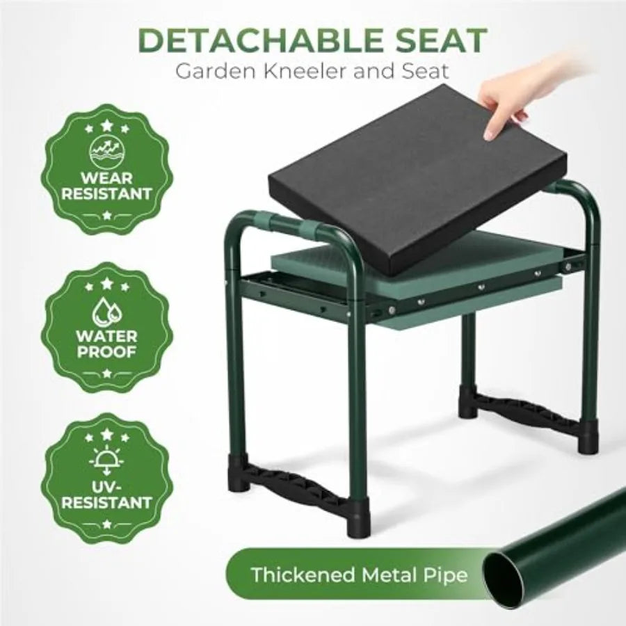 Foldable Garden Kneeler And Seat Bench With Padded Kneeling Surface