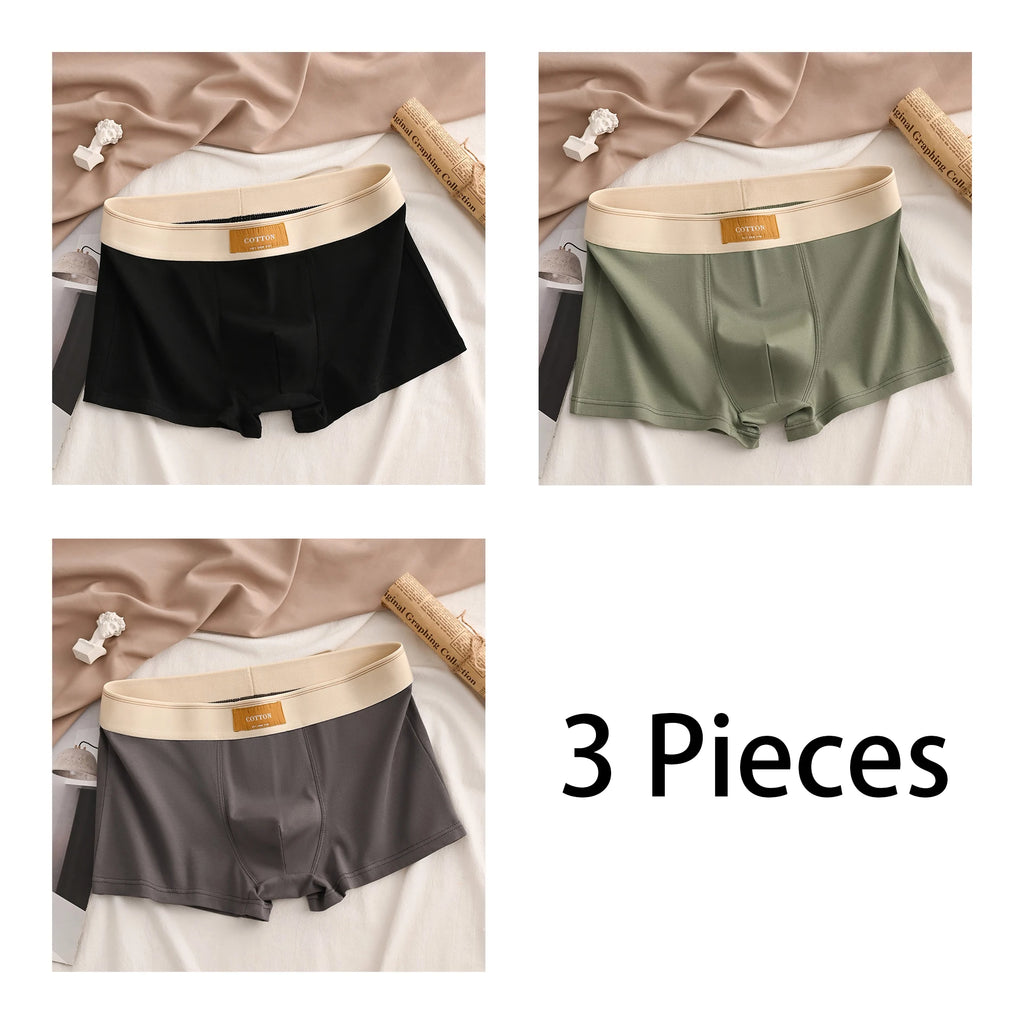 3Pcs High-Quality Cotton Men's Boxer Briefs Soft Healthy Casual Fashionable Sport Boxers Trendy Men's Shorts Underwear