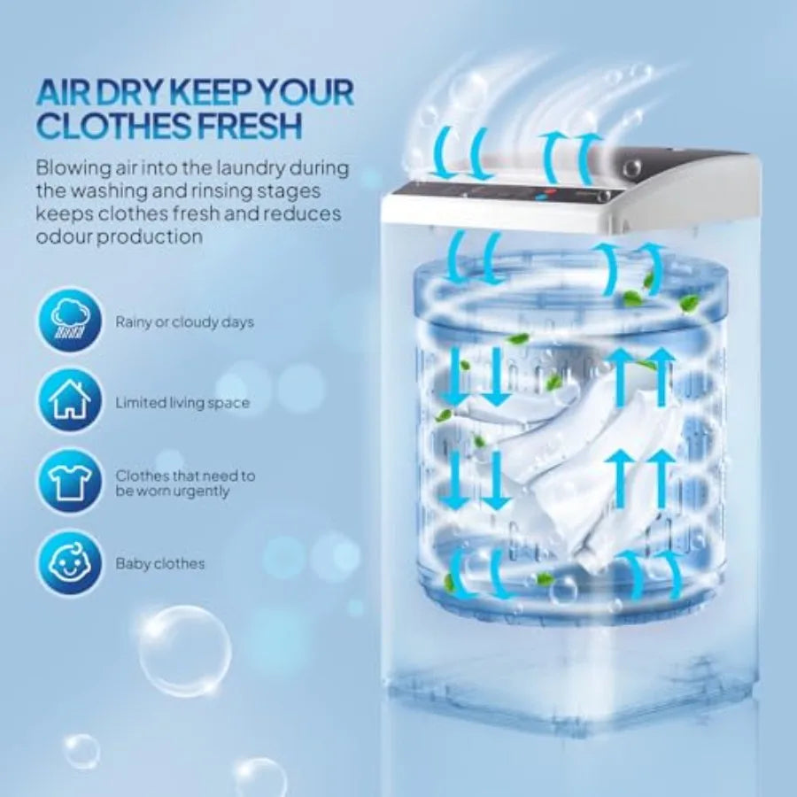 Portable 25Lbs Full Automatic Washing Machine With Stainless Steel Drum