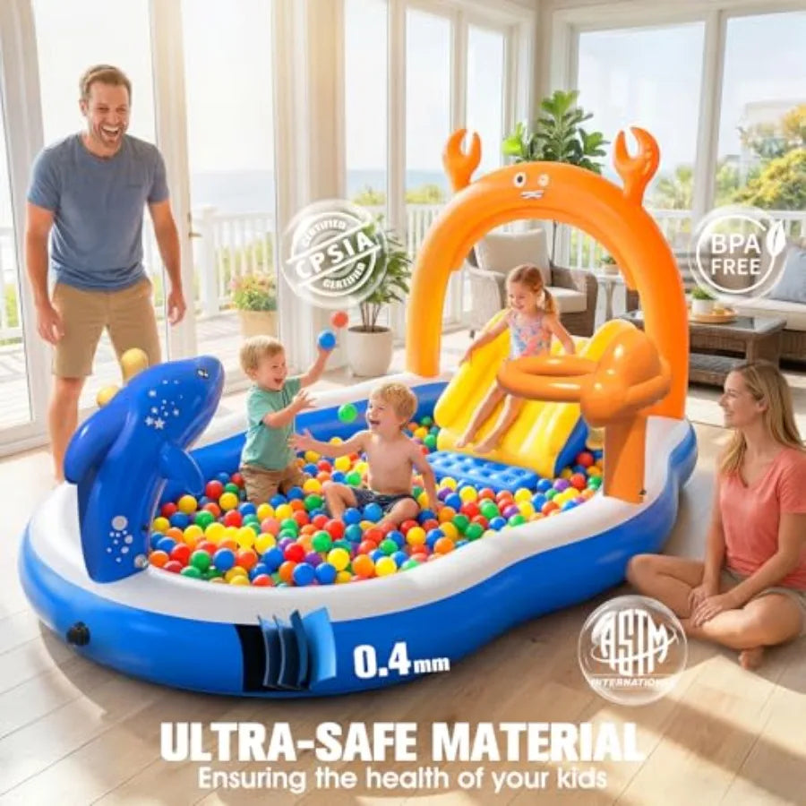 Backyard Inflatable Toddler Pool With Water Slide Sprinkler