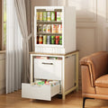 Mini Fridge Stand Freestanding Cabinet With Lockable Wheels