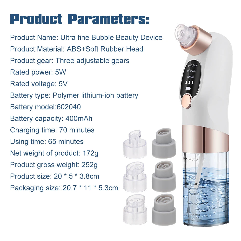 Blackhead Remover Pore Vacuum Face Cleaner Electric Pimple Acne Black Head Removal USB Rechargeable Water Cycle Black Dot Remove