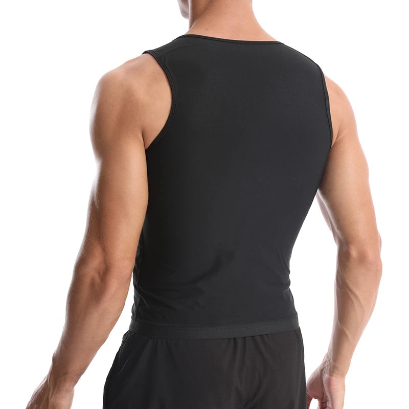 Men Body Shaper Sauna Sweat Vest Workout Tank Top Abdomen Reducer Waist Trainer Belly Slimming Shapewear with Zipper Weight Loss
