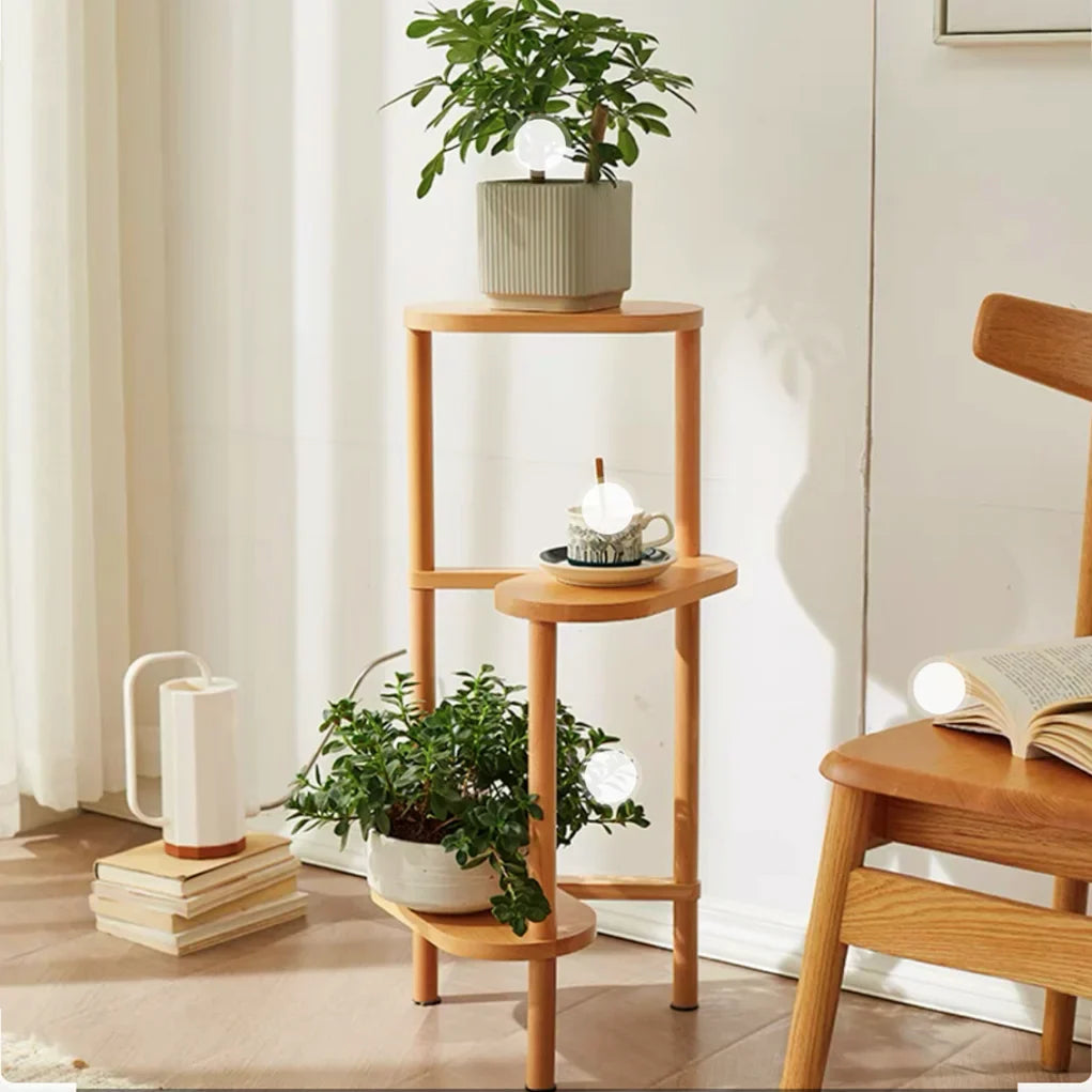 Wisfor 3 Tier Bamboo Plant Stand Corner Shelf Rack