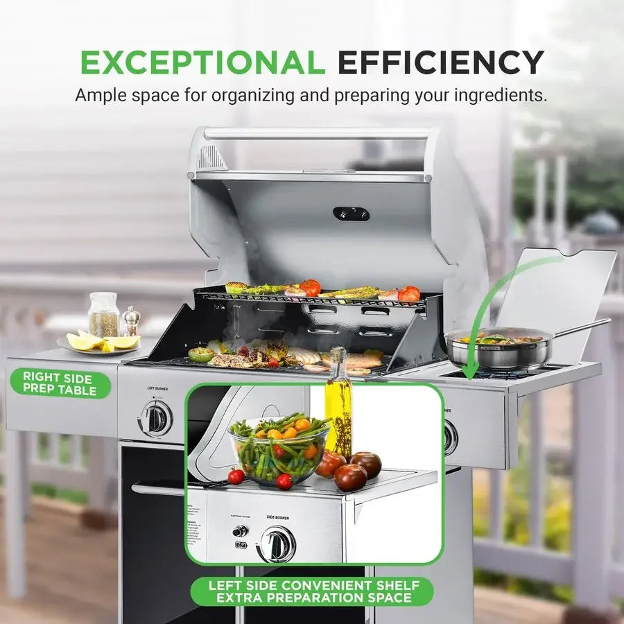 XMSJ HeavyDuty 5 Burner Propane Gas Grill With Electronic Ignition