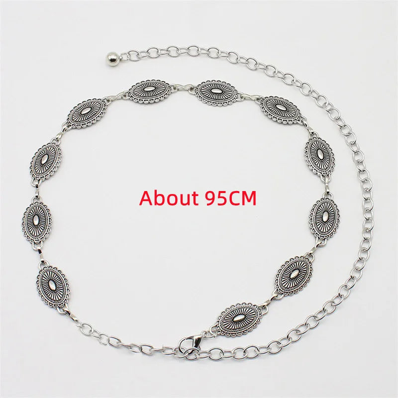 Retro Versatile Ethnic Style Metal Bohemian Waist Chain Belt For Women Fashion Sweater Chain Waist Seal Body Decor Accessories