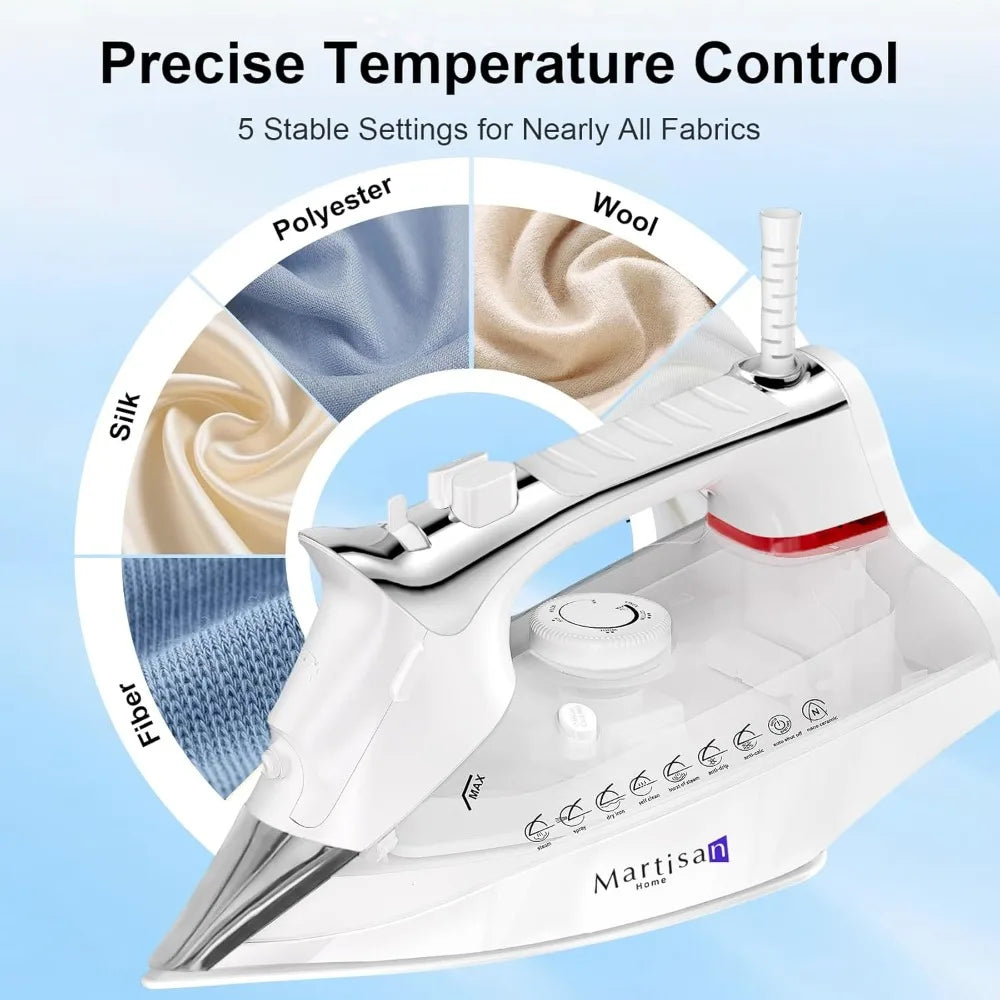 1800W Steam Iron With Nano Ceramic Soleplate And Auto Off