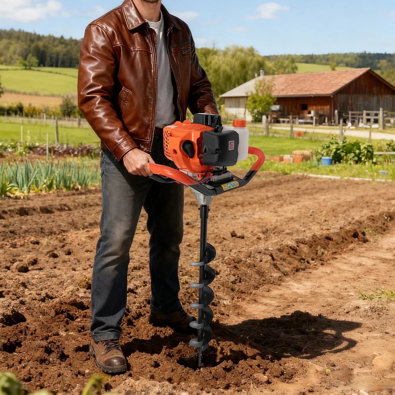 Gas Powered Post Hole Digger With Carbon Steel Bits