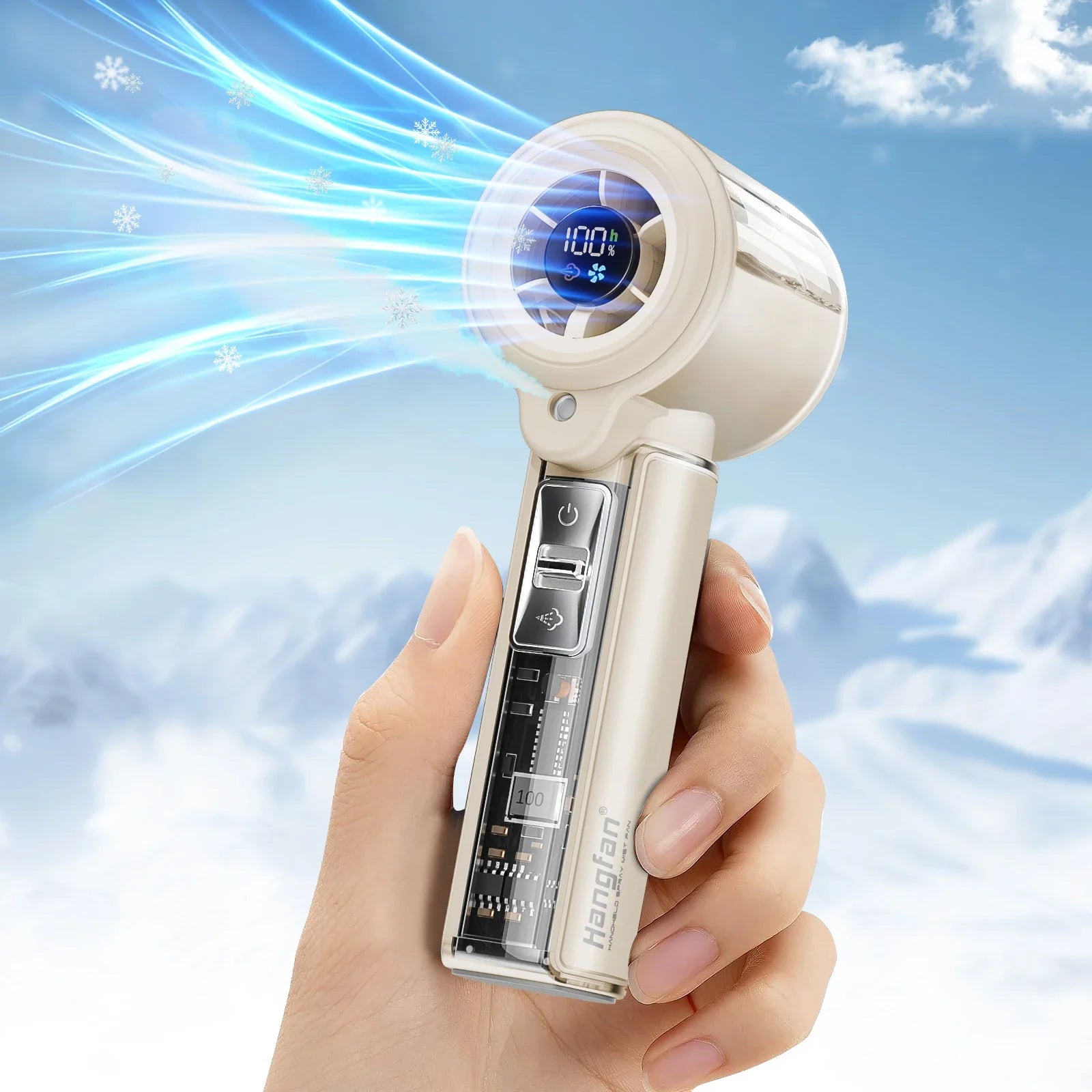 Hangfan Portable Spray Handheld Fan With USB Rechargeable Battery