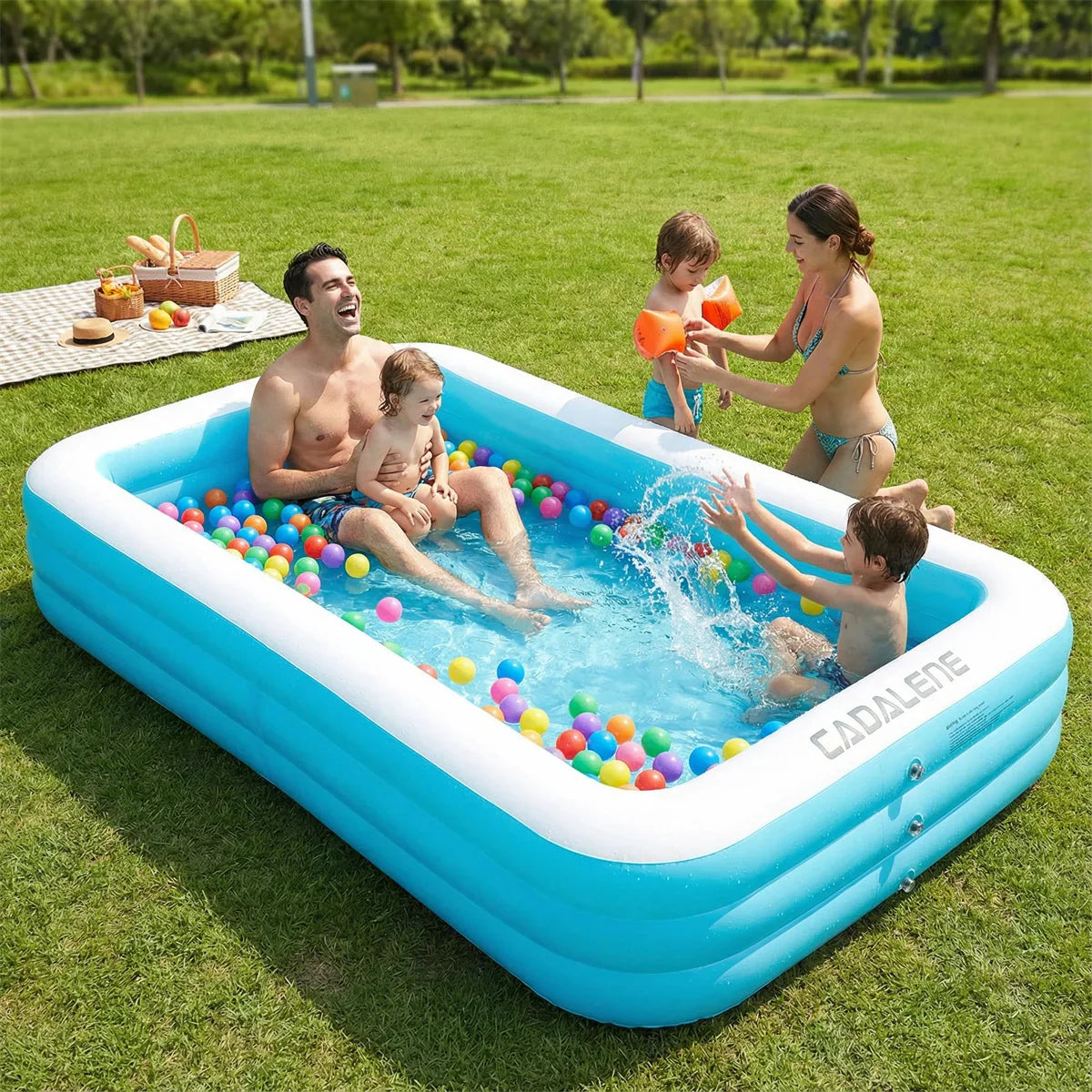 CADALENE Inflatable Family Pool for Kids and Adults Outdoor