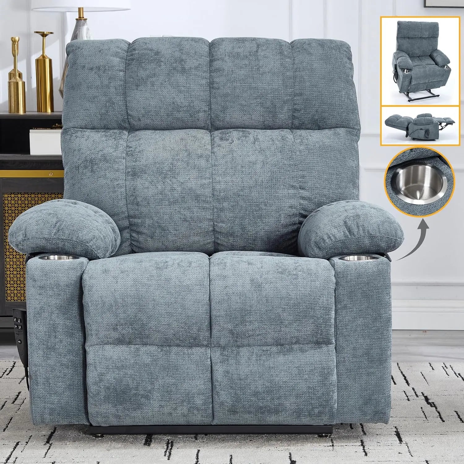 Dual Motor Power Lift Recliner Chair With Massage And Heat