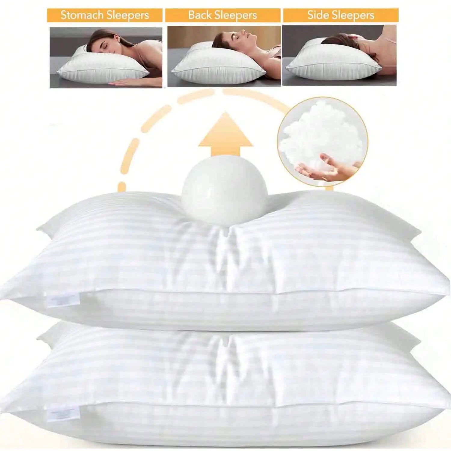 Deluxe Hotel Quality Pillows With Neck Support Hypoallergenic