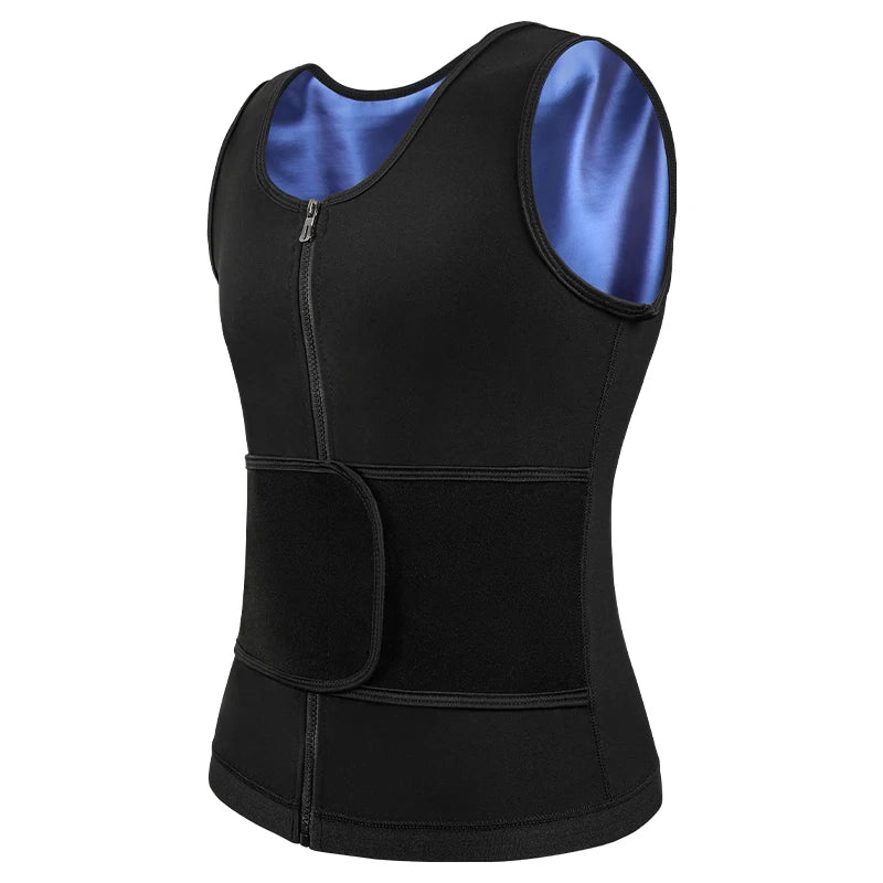 Men Body Shaper Sauna Sweat Vest Workout Tank Top Abdomen Reducer Waist Trainer Belly Slimming Shapewear with Zipper Weight Loss