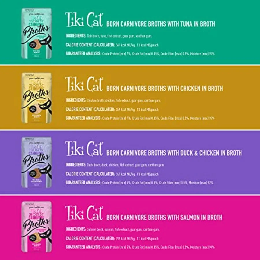 Tiki Cat Born Carnivore Broths Wet Cat Food Toppers Pack