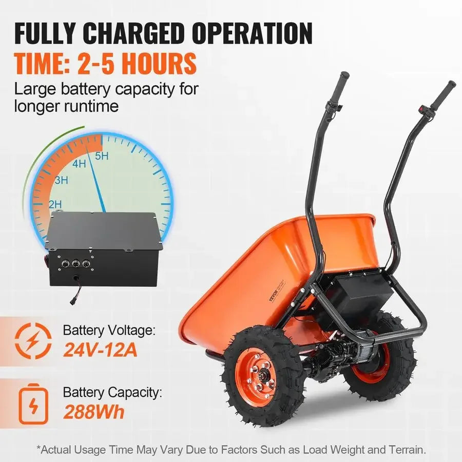 XMSJ Electric Wheelbarrow Cart 500W Garden Dump Wagon