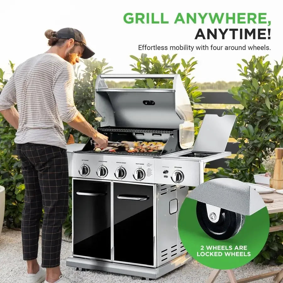 XMSJ HeavyDuty 5 Burner Propane Gas Grill With Electronic Ignition