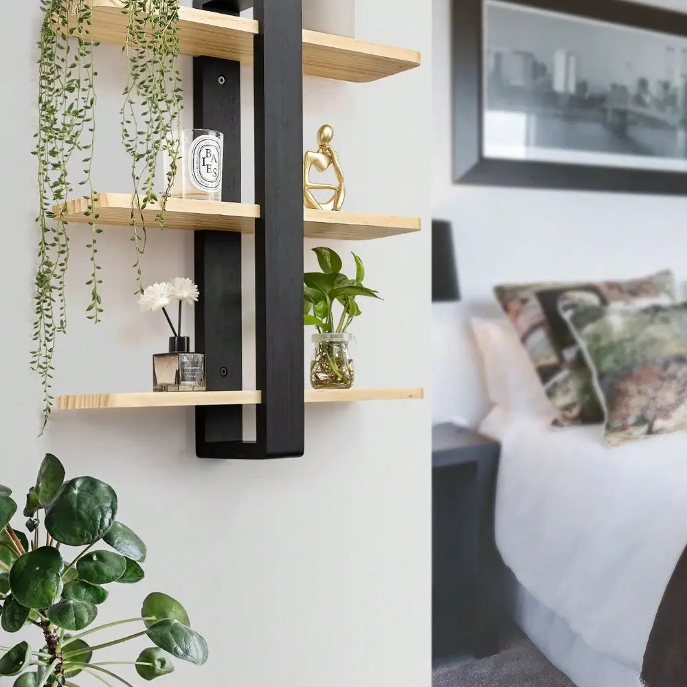 Einzigar Modern Pine Wood Wall Mounted Floating Shelves