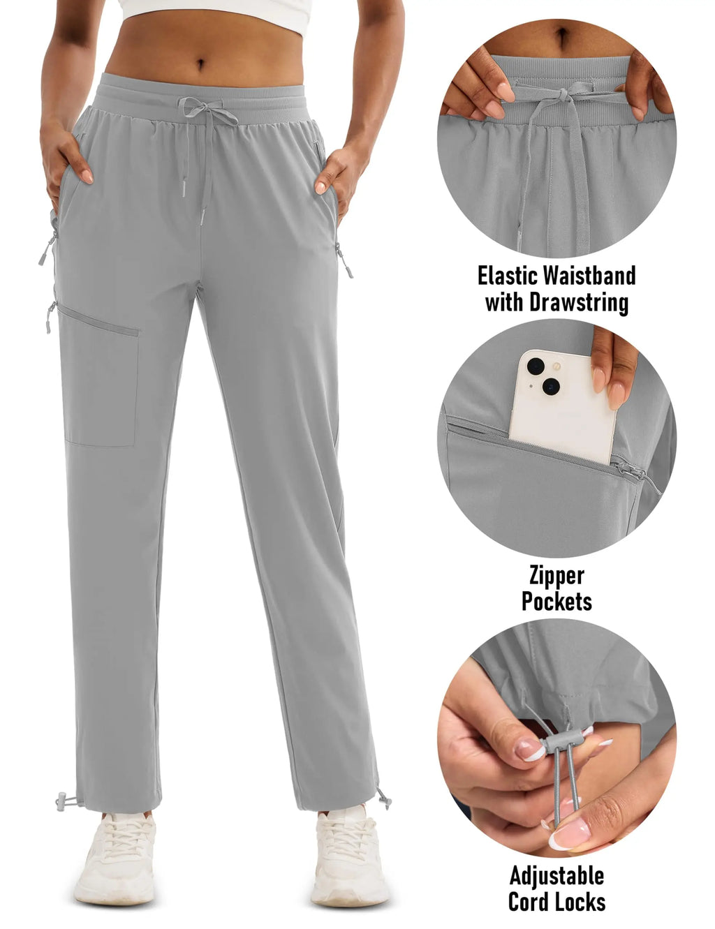 TACVASEN UPF50+ Quick Dry Cargo Pants Womens Outdoor Hiking 4 Pockets Sweatpants Breathable Waterproof UV Protection Trousers