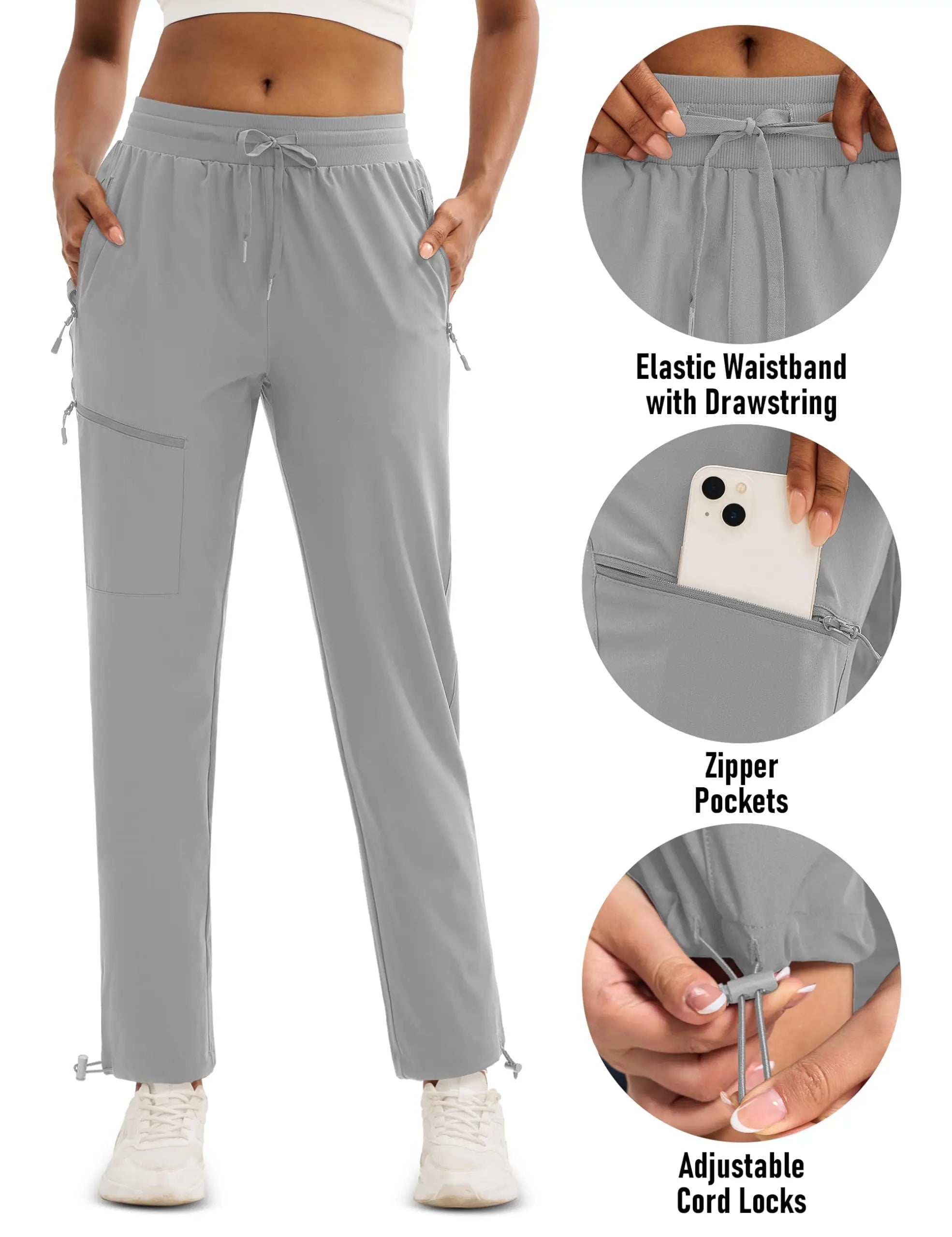 TACVASEN UPF50+ Quick Dry Cargo Pants Womens Outdoor Hiking 4 Pockets Sweatpants Breathable Waterproof UV Protection Trousers