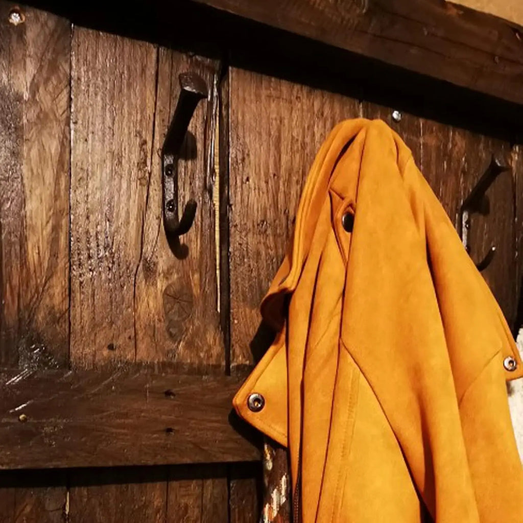 Rustic Cast Iron Wall Mounted Coat Rack With Hooks