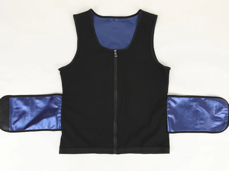 Men Body Shaper Sauna Sweat Vest Workout Tank Top Abdomen Reducer Waist Trainer Belly Slimming Shapewear with Zipper Weight Loss