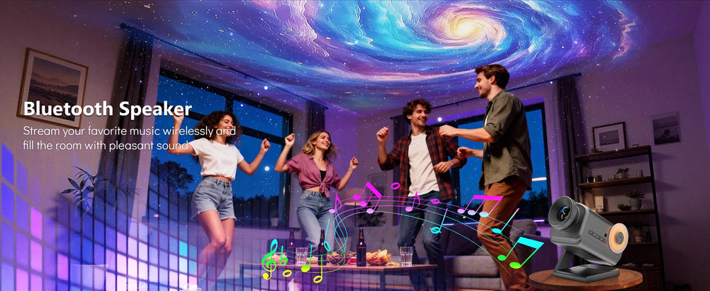 3D Galaxy Projector, 4-in-1 Bluetooth Speaker & Timer, 60 Scenes, Starry Night Light for Bedroom Party Decor, Gifts Kids Adults