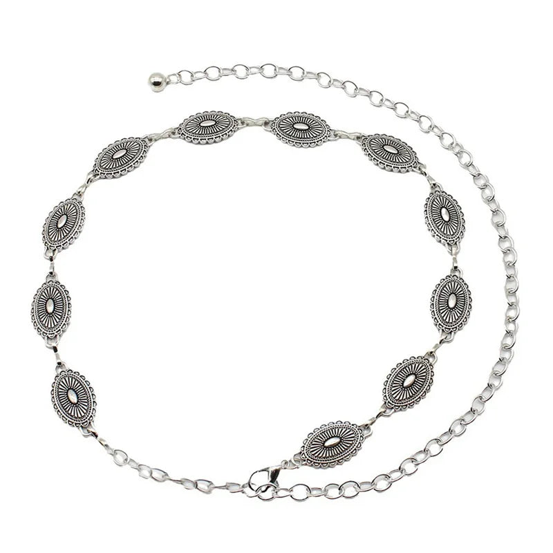 Retro Versatile Ethnic Style Metal Bohemian Waist Chain Belt For Women Fashion Sweater Chain Waist Seal Body Decor Accessories