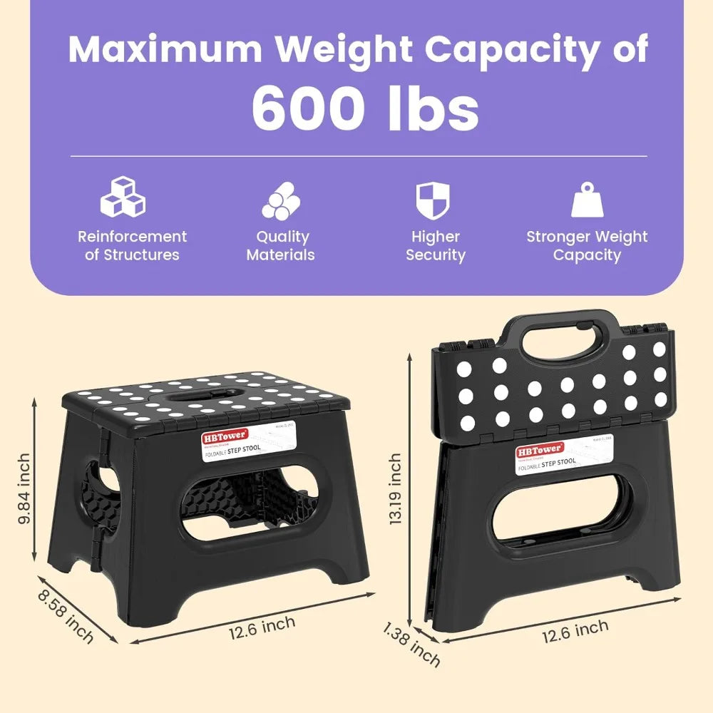 Sturdy Foldable Step Stool With Non Slip Surface And Handle