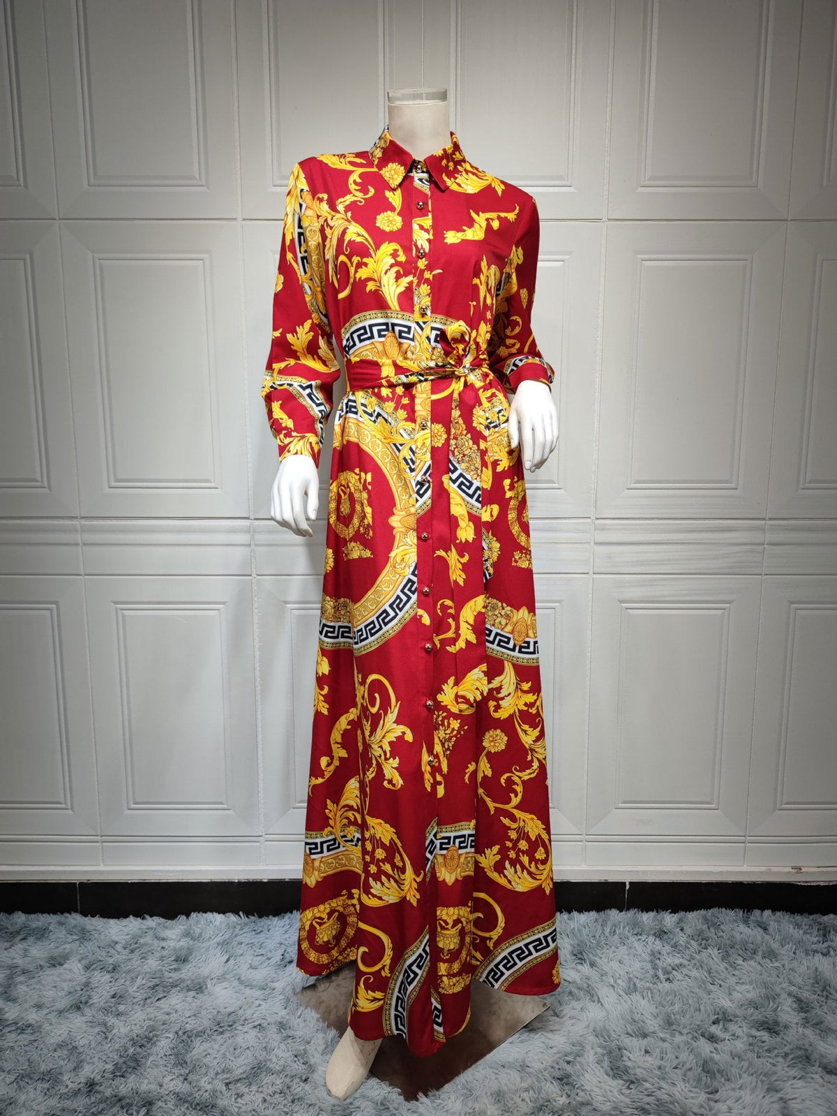 Swing Ladies Print Shirt Dress Middle East Ladies Clothing