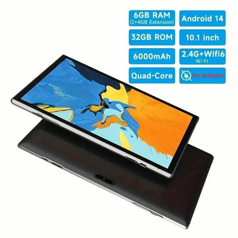 Android 14 10-Inch Tablet 2GB+4GB RAM + 32GB ROM + 1TB Expanded