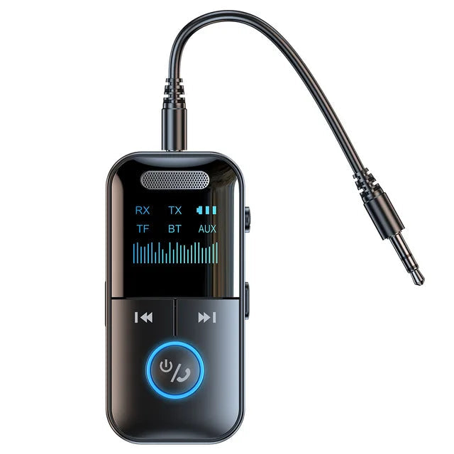 Bluetooth 5.4 Receiver Transmitter 3.5mm AUX Audio Receiver Support TF Card Wireless Audio Adapter With Mic LED Digital Display