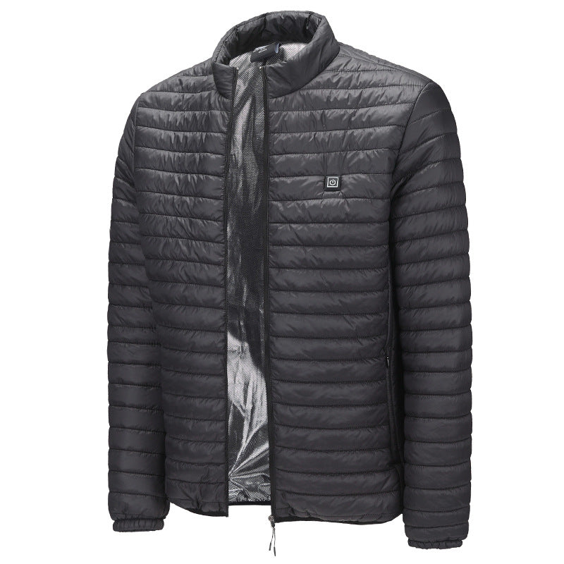 Intelligent heating cotton jacket USB charging heating cotton jacket for male and female couples Korean version warm jacket with four zones heating