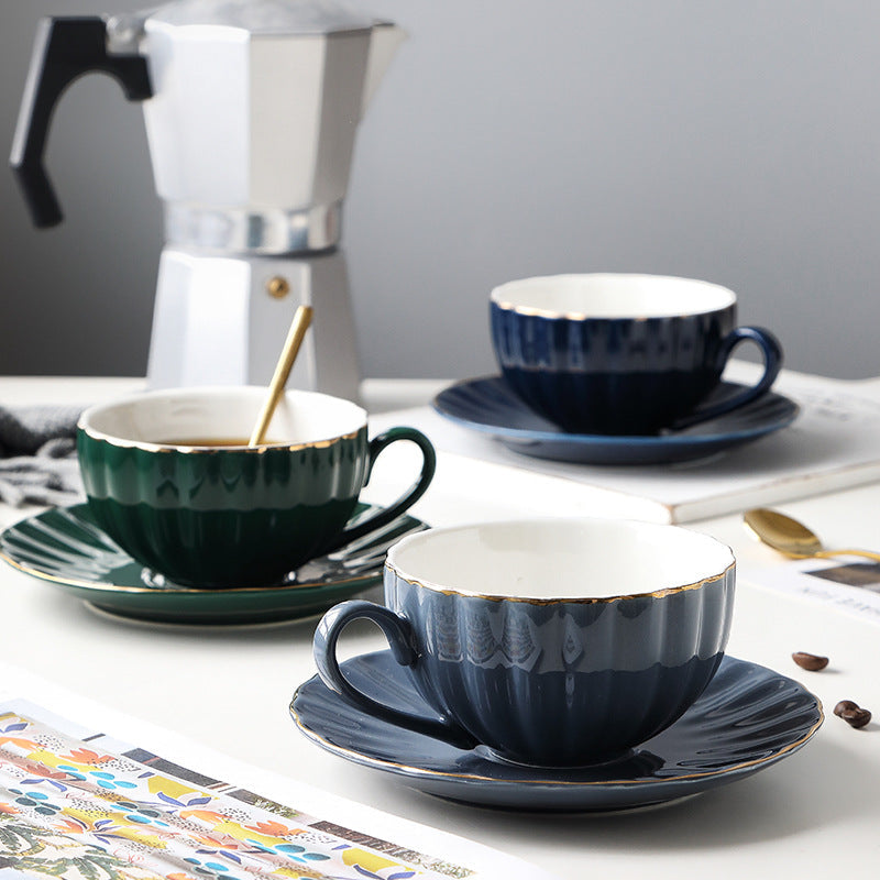 Nordic Style Simple Coffee Cup Set Creative Ceramic Coffee Cup British Afternoon Tea Cup Black Tea Cup Girl Heart