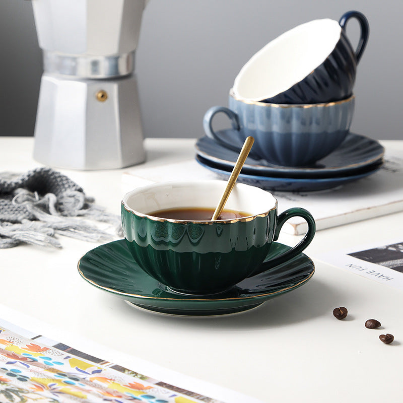 Nordic Style Simple Coffee Cup Set Creative Ceramic Coffee Cup British Afternoon Tea Cup Black Tea Cup Girl Heart
