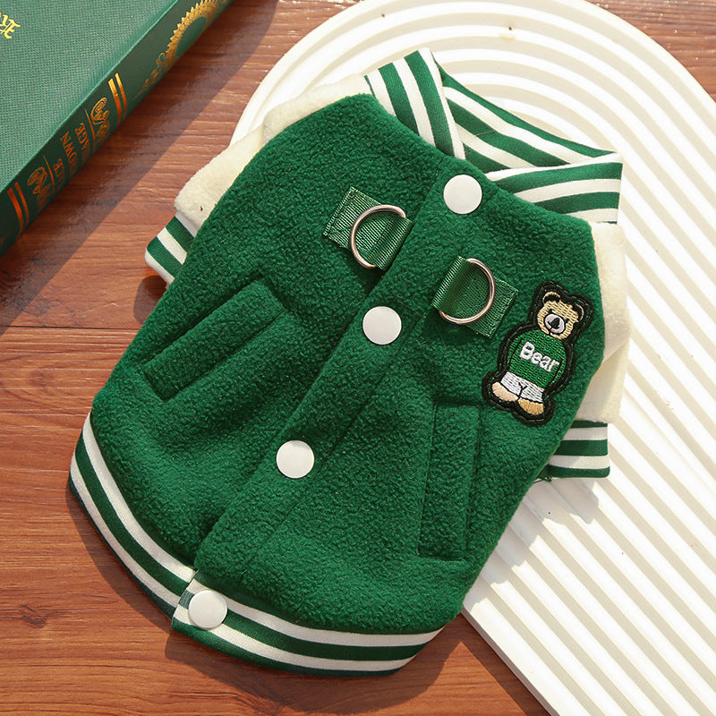 Wholesale Fleece Dog/Cat Outdoor Jacket - Small/Medium Pets, D-Ring & Buttons