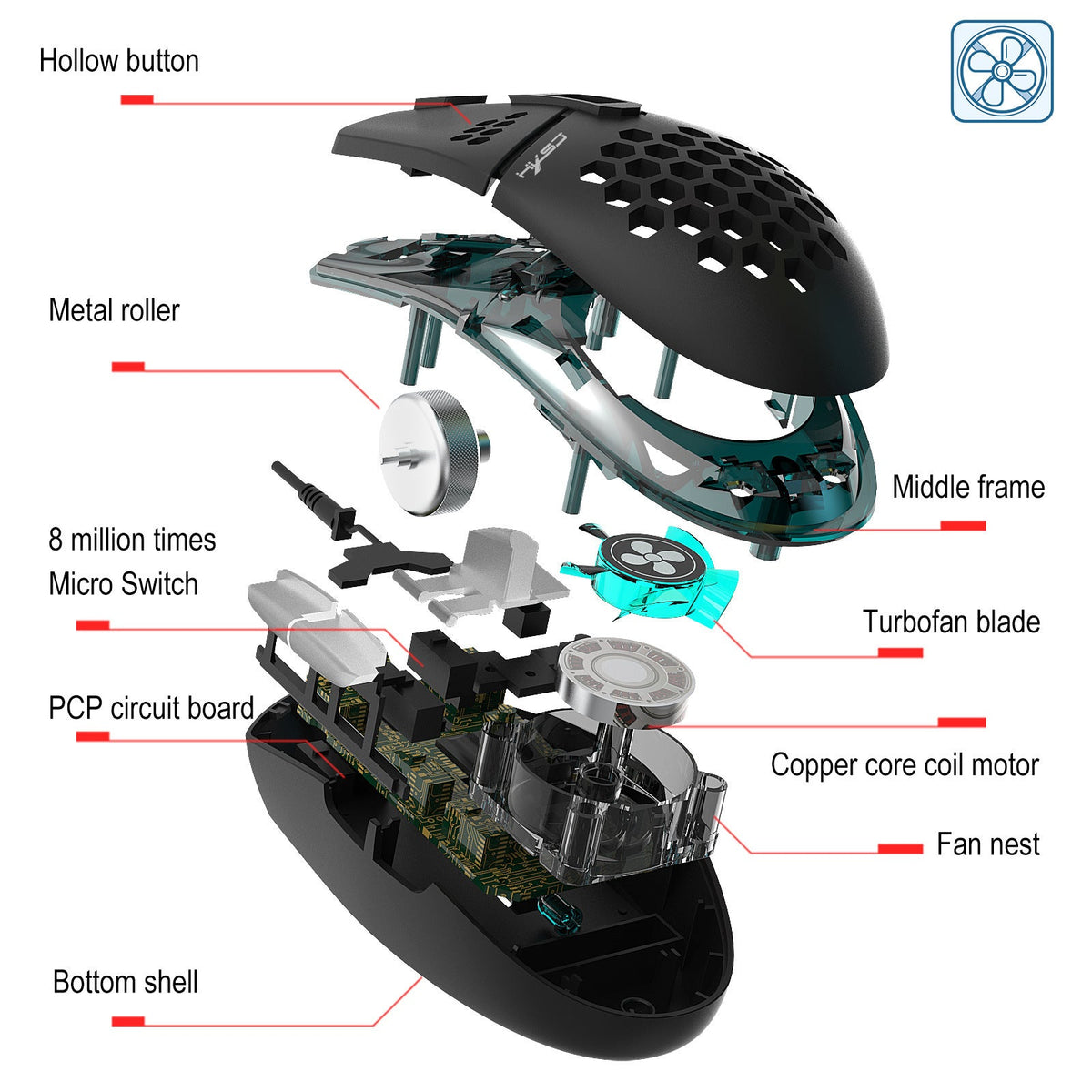 J400 new fan macro programming wired hole gaming mouse 8000dpi adjustable anti sweat design