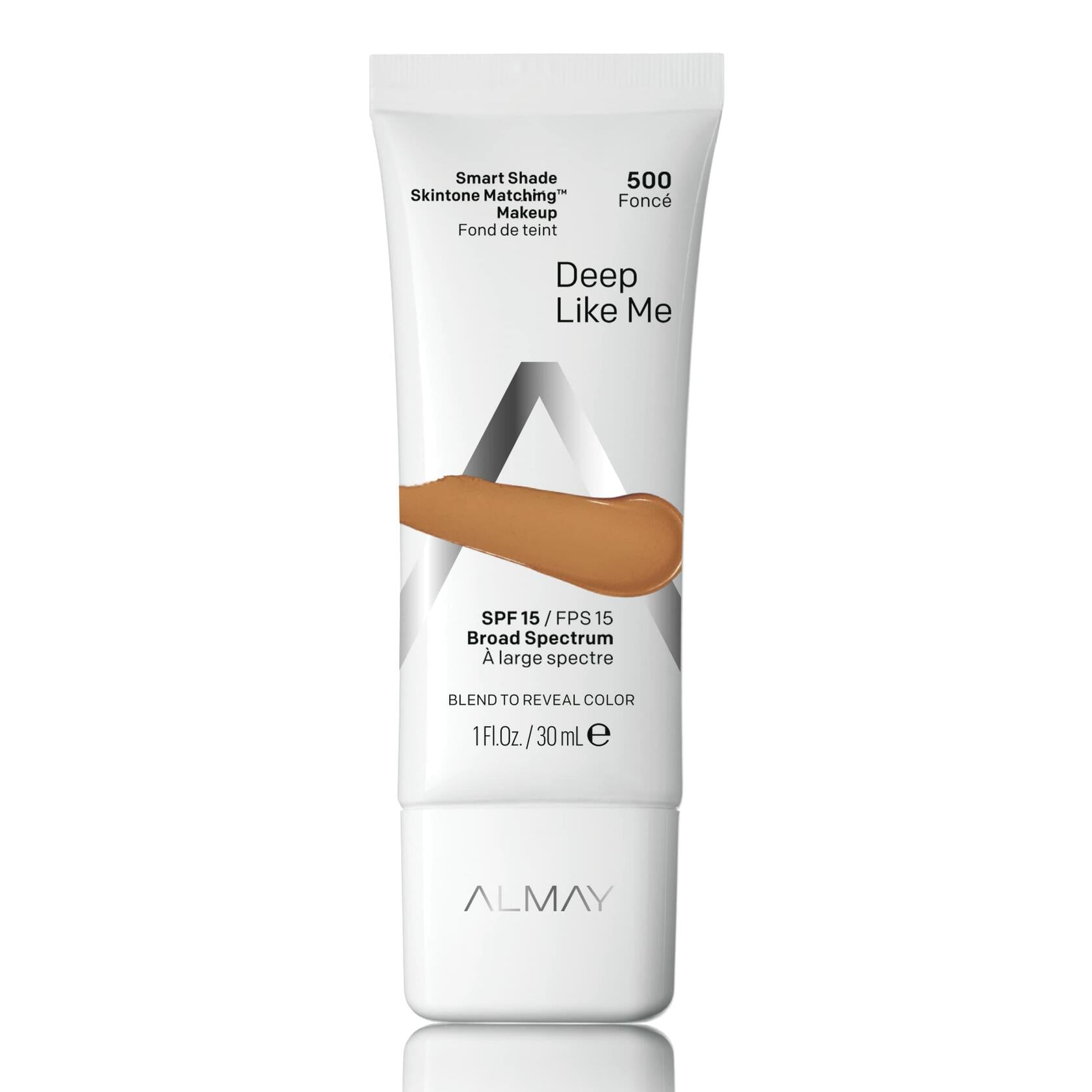 Almay Smart Shade Foundation 1oz 500 Deep Like Me Natural Finish SPF 15