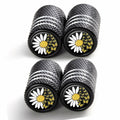 JIASWTHM Tire Valve Stem Caps Black 4 Pack Anodized Aluminum Universal