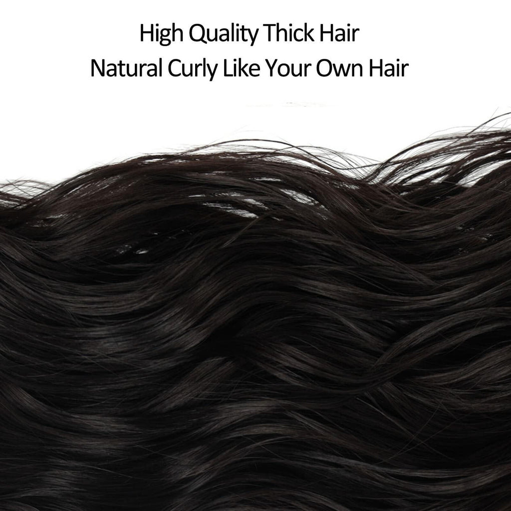 BHF 20in Wavy Clip In Synthetic Hair Extensions Full Head 6pcs Dark Brown