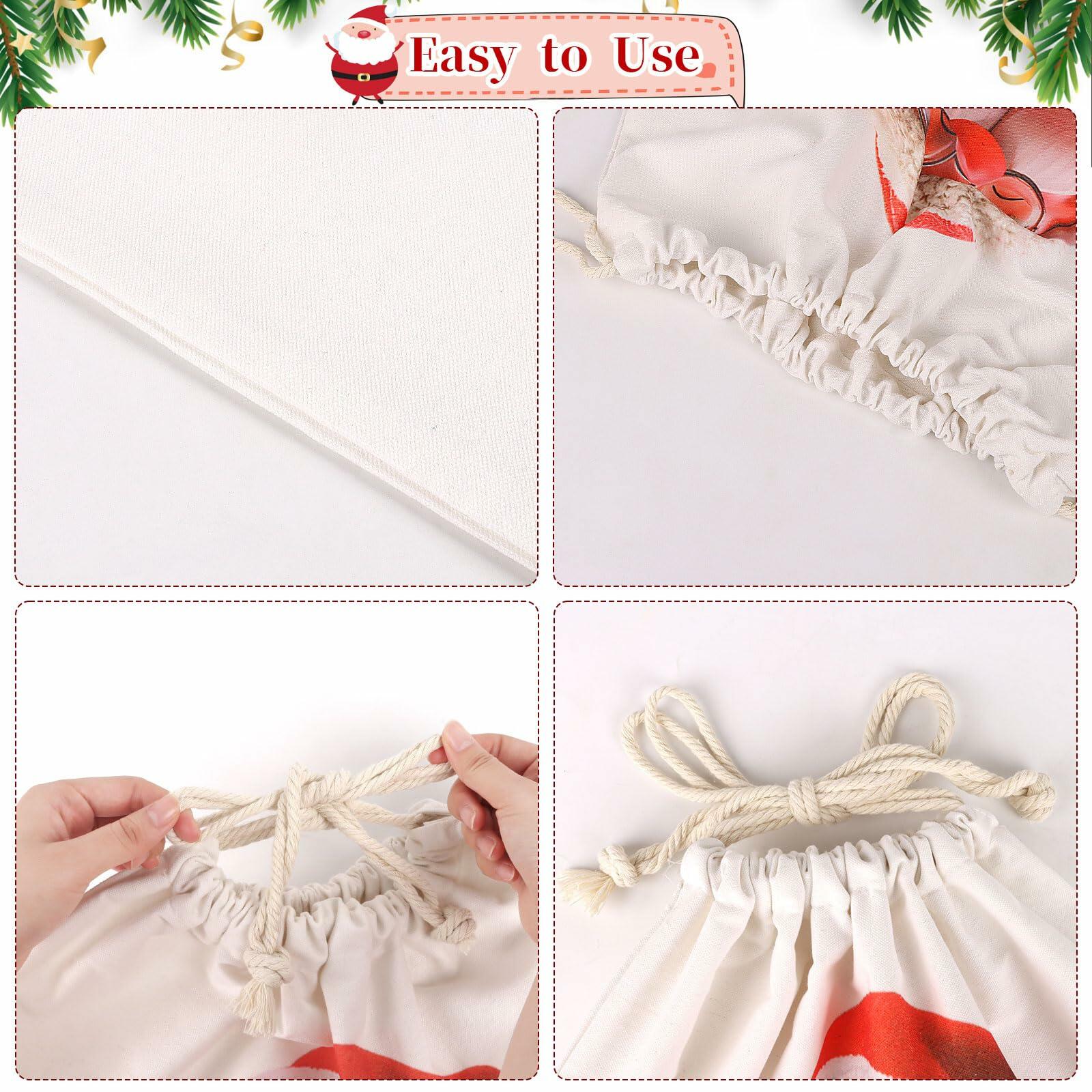 CCINEE Canvas Santa Sack Personalized Letter J Drawstring Red 27x20in