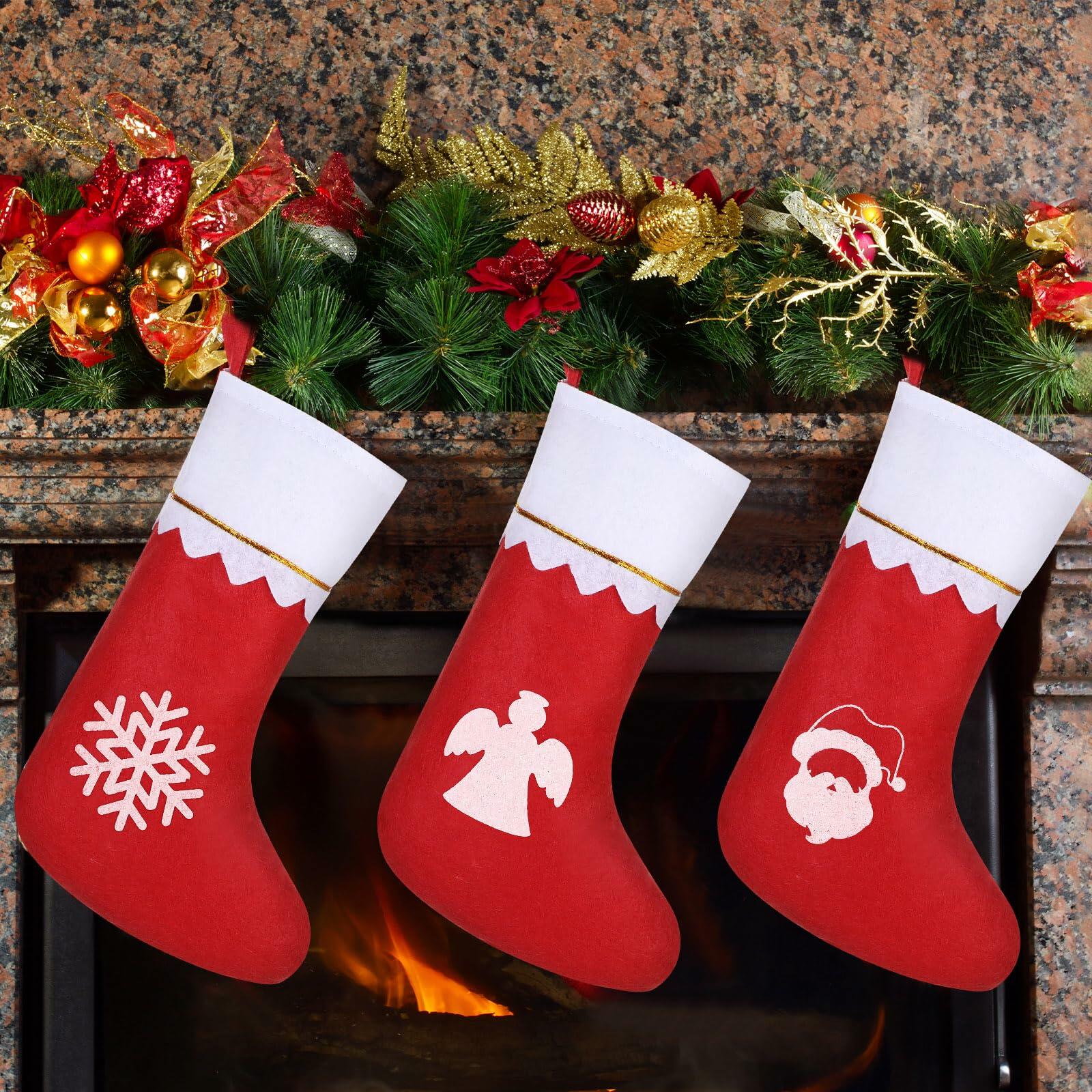Zubebe 200 Pcs Red Felt Christmas Stockings Rustic Xmas Decor 15 Inch