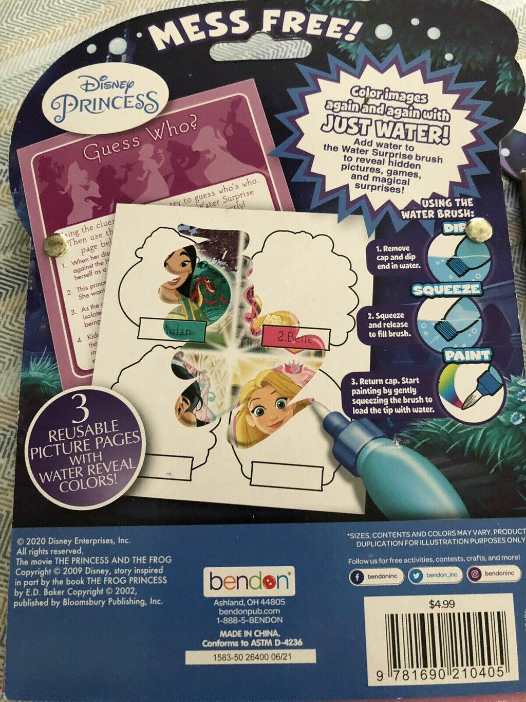Disney Princess Imagine Ink Water Surprise Coloring Books 5-Count Hardcover